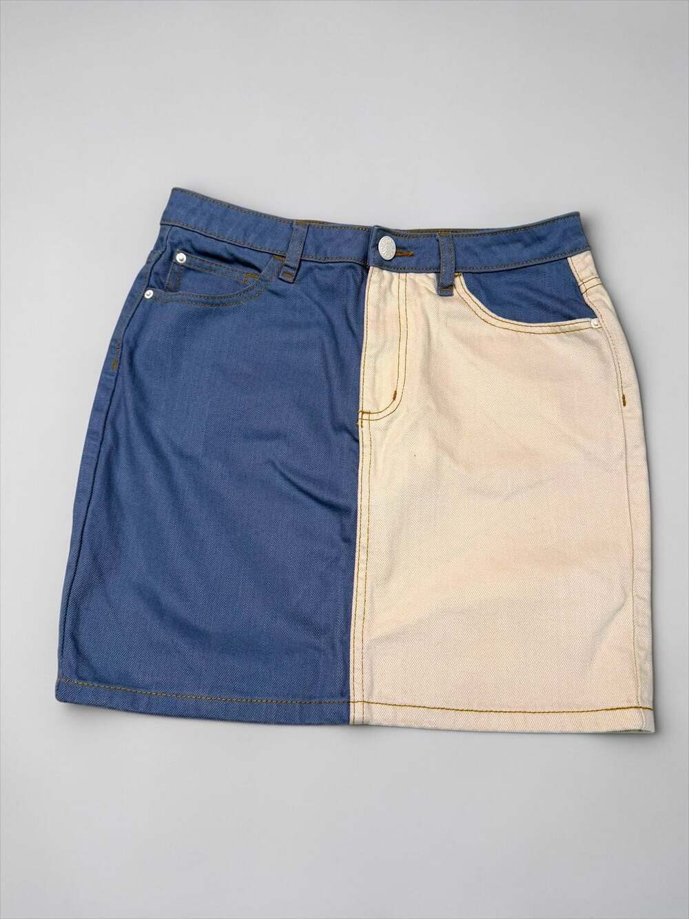 BDG Urban Outfitters Two-Tone Colorblock Denim Mini Skirt